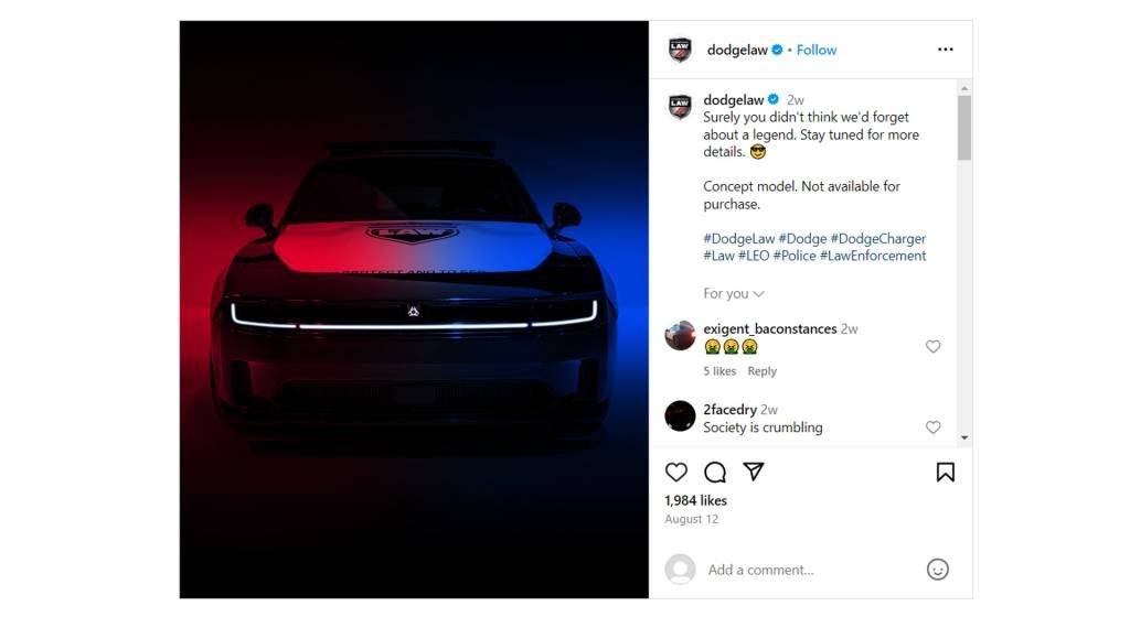 Dodge Law Instagram post from Aug. 2024