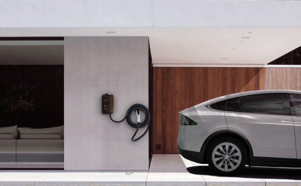 eMotorWerks JuiceBox wall mount charging Tesla Model X