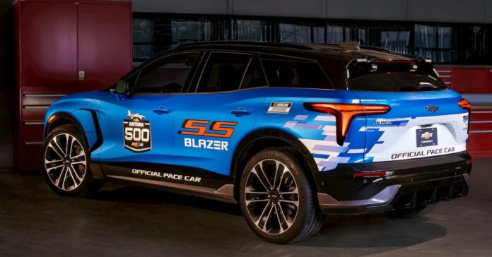 The Chevy Blazer EV SS is the first electric Daytona 500 pace car, and it looks ready to race